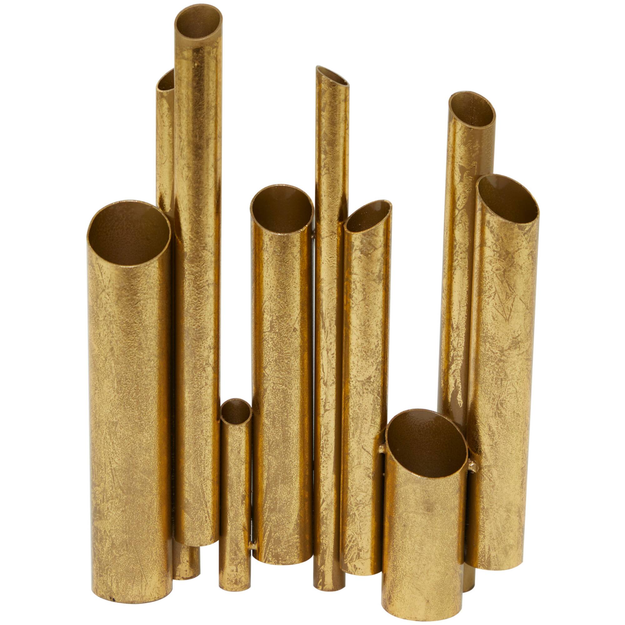 CosmoLiving by Cosmopolitan Gold Metal Organ Pipe Vase 11" x 3" x 14"
